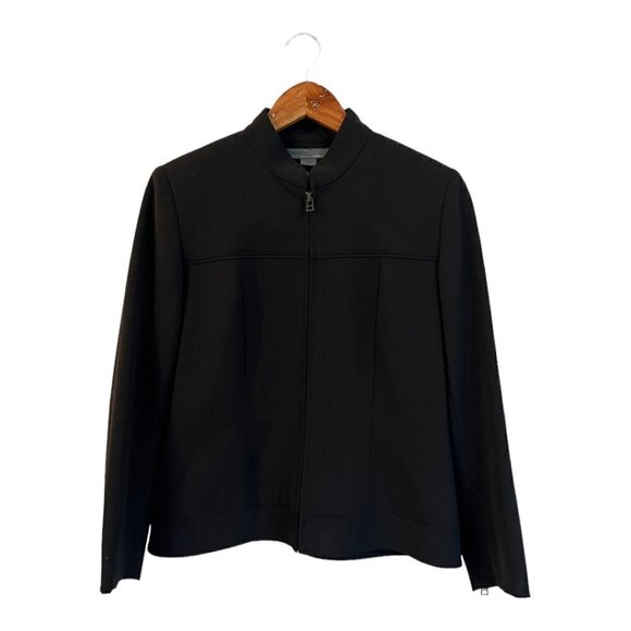 Teenflo Maurice Tarica Blazer Jacket Black Size 10 Full Zipper Wool Blend - Picture 1 of 5